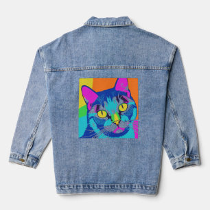 POP ART KATZE DENIM JEAN JACKE