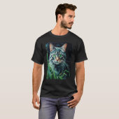 Pop Art Katze Grün T-Shirt (Vorne ganz)