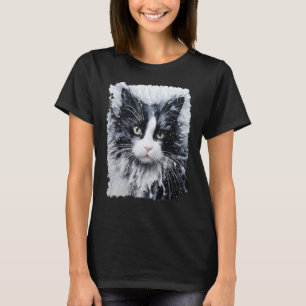 Pop-Art-Katze Schwarz-Weiß T-Shirt