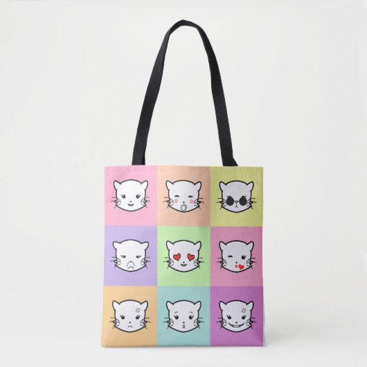 Pop Art Kawaii Cat Emoji Mix Tasche (Vorderseite)