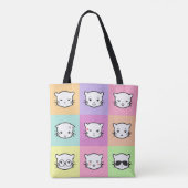 Pop Art Kawaii Cat Emoji Mix Tasche (Rückseite)