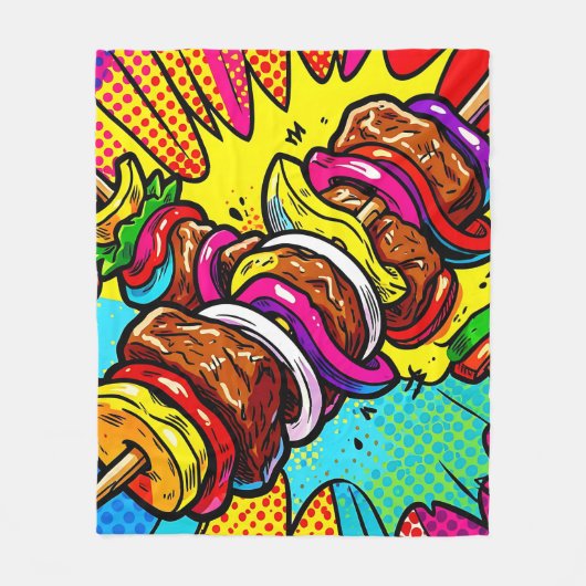 Pop-Art-Kebab-Explosion Fleecedecke (Vorderseite)