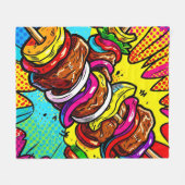 Pop-Art-Kebab-Explosion Fleecedecke (Vorderseite (Horizontal))