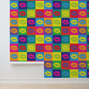 Pop Art Kiss Lift Farbiges Retro Muster Tapete