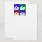 Pop Art Kitty Briefpapier (Vorne/Hinten)