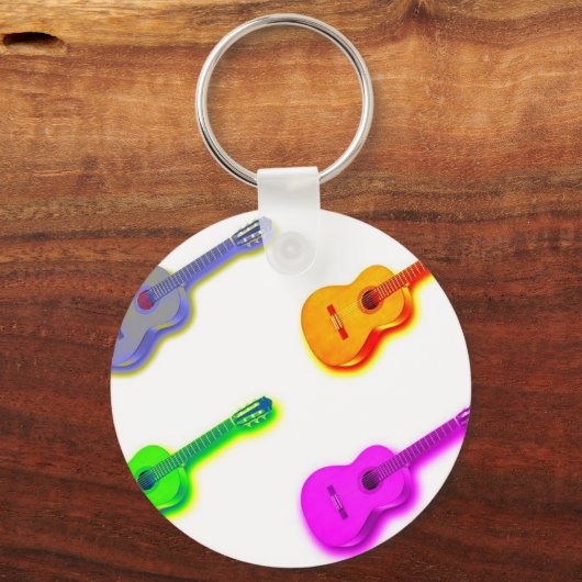 Pop Art Klassische spanische Gitarre Schlüsselanhänger (Vorderseite)