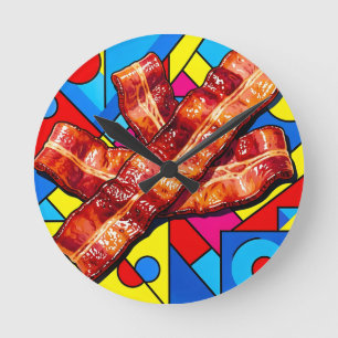 Pop Art Knuspriger Speck Runde Wanduhr