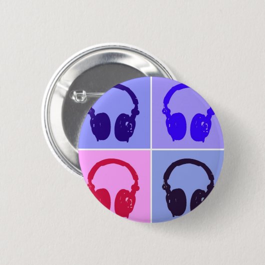 Pop Art Kopfhörer Button (Vorne & Hinten)