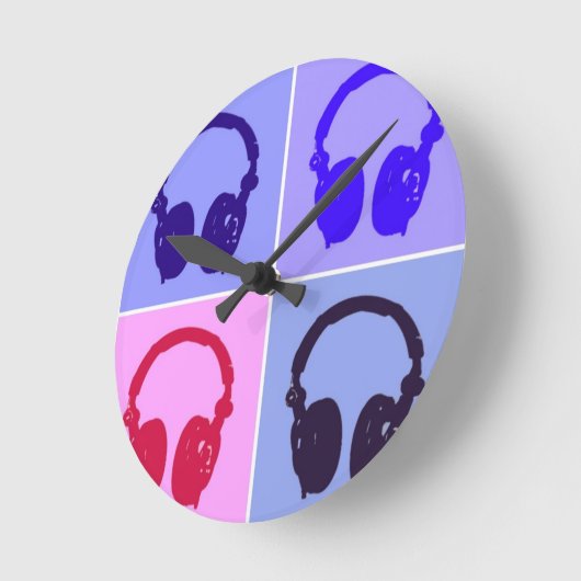 Pop Art Kopfhörer Runde Wanduhr (Winkel)