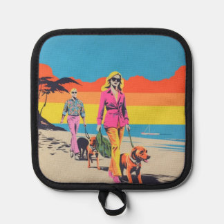 Pop-Art Küchenaccessoire, Strandhundespaziergang Topflappen