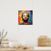 Pop Art lächelt Buddha-Büste Poster (Küche)