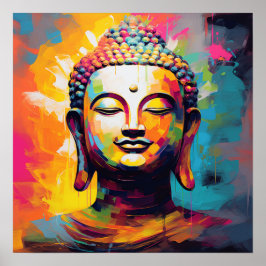 Pop Art lächelt Buddha-Büste Poster