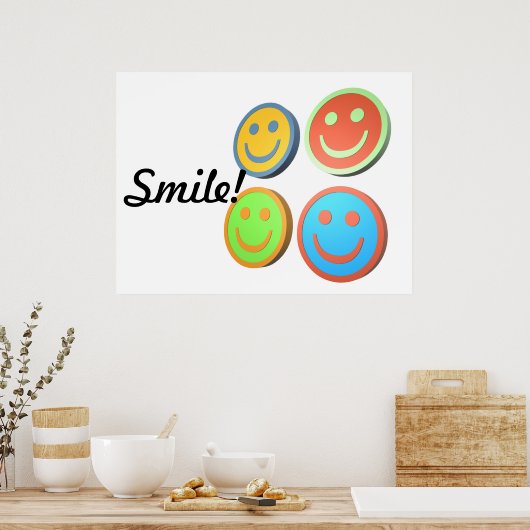 Pop Art lächelt Gesichter Poster (Küche)