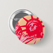 Pop Art Lady Liberty New York City Button (Vorne & Hinten)