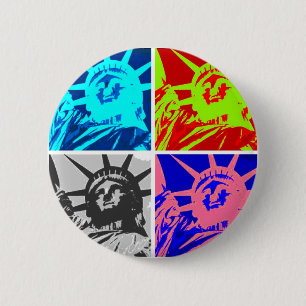 Pop Art Lady Liberty New York City Button
