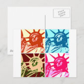 Pop Art Lady Liberty New York City Postkarte (Vorne/Hinten)