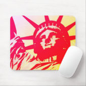 Pop Art Lady Liberty New York City Red Yellow Mousepad (Mit Mouse)