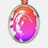 Pop Art Lady Liberty Ornament Aus Metall (Links)