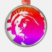 Pop Art Lady Liberty Ornament Aus Metall (Vorne)