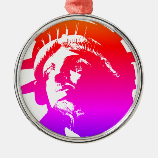Pop Art Lady Liberty Ornament Aus Metall (Vorne)