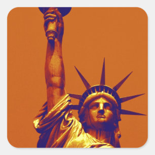 Pop Art Lady Liberty Quadratischer Aufkleber
