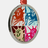 Pop Art Lady Liberty Silbernes Ornament (Rechts)