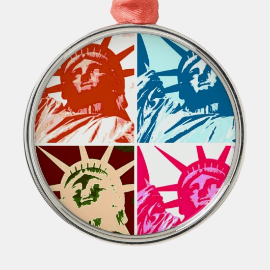 Pop Art Lady Liberty Silbernes Ornament (Vorne)