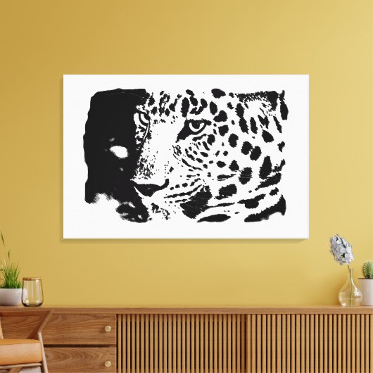 Pop Art Leopard Wrapped Canvas Leinwanddruck (Insitu (Wohnzimmer))