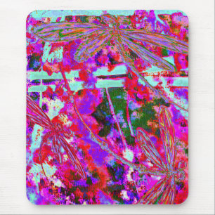 Pop-Art-Libellen auf rosa Latte-Macchiato-Tasse Mousepad