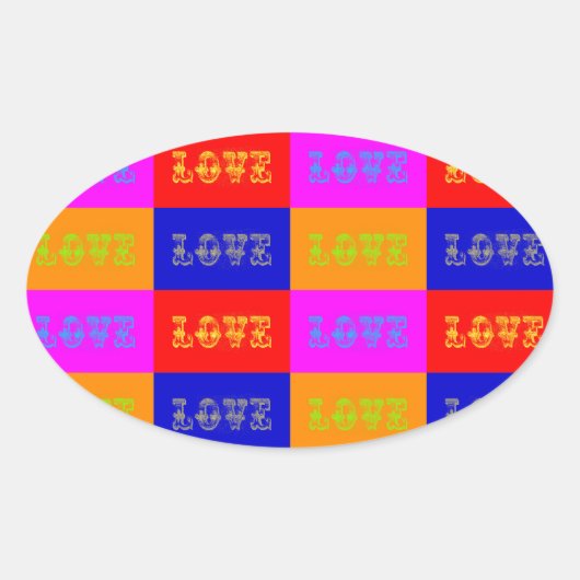 Pop Art Liebe Ovaler Aufkleber (Vorderseite)
