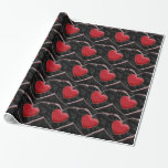 Pop Art Liebe Red Hearts Black Wrapping Paper Geschenkpapier<br><div class="desc">Vintage Retro Liebe Digitales Kunstwerk</div>