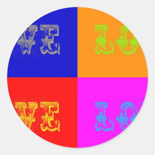 Pop Art Liebe Runder Aufkleber (Vorderseite)