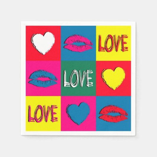 Pop Art Liebe Serviette (Vorderseite)