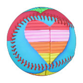 Pop Art Liebe Twin Rainbow Hearts Baseball (Vorderseite Links)