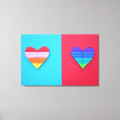 Pop Art Liebe Twin Rainbow Hearts Leinwanddruck (Vorderseite)