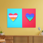 Pop Art Liebe Twin Rainbow Hearts Leinwanddruck (Insitu (Wohnzimmer))