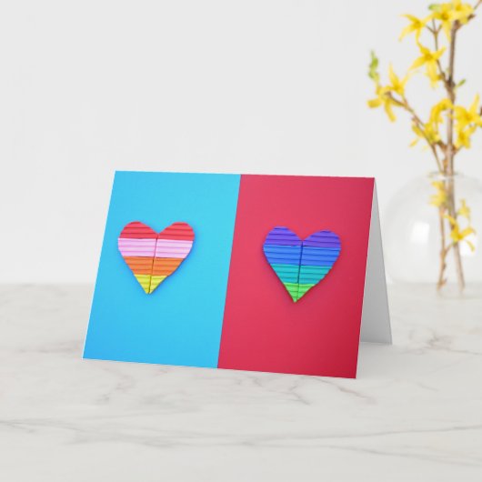 Pop Art Liebe Twin Valentine Rainbow Hearts Karte (Gelbe Blume)