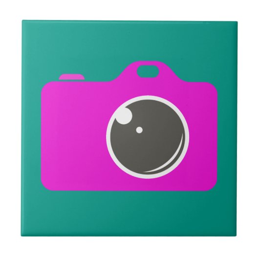 Pop Art Lila Camera Green Fliese (Vorderseite)