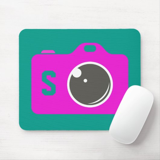 Pop Art Lila Camera Green Monogram Mousepad (Mit Mouse)