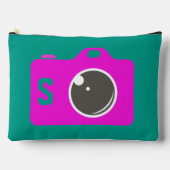 Pop Art Lila Camera Green Monogram Zubehörtasche (Vorderseite)