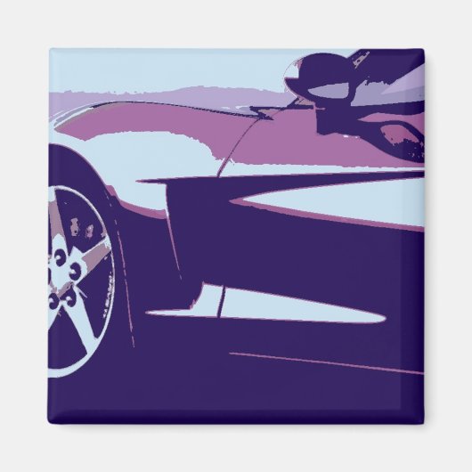 Pop Art Lila Corvette Magnet (Vorne)