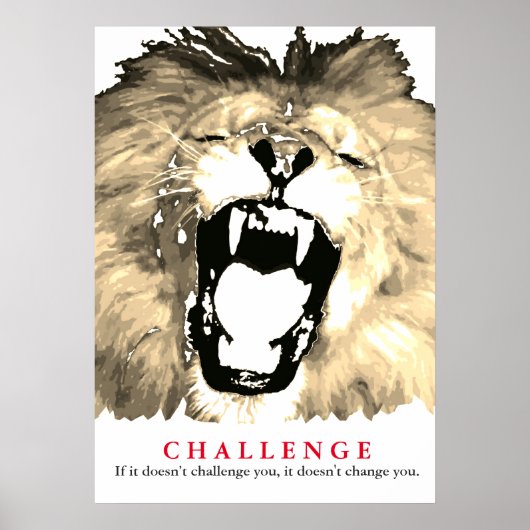 Pop Art Lion Motivierend Challenge Vintag Sepia Poster (Vorne)