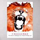 Pop Art Lion Motivierend Challenge Zitat Poster (Vorne)