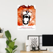 Pop Art Lion Motivierend Challenge Zitat Poster (Heimbüro)