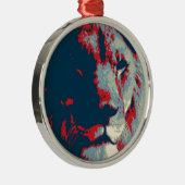 Pop Art Lion Silbernes Ornament (Rechts)