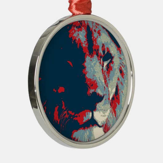 Pop Art Lion Silbernes Ornament (Rechts)