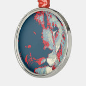 Pop Art Lion Silbernes Ornament (Links)