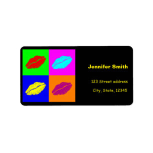 Pop Art Lippenstift Kuss Adressaufkleber