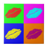 Pop Art Lippenstift Kuss Fliese (Vorderseite)