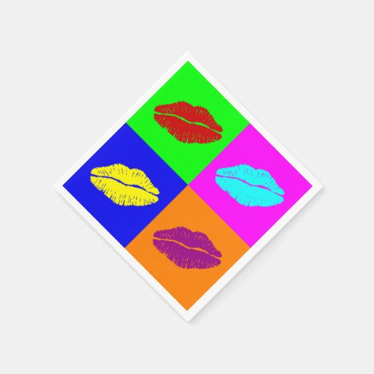 Pop Art Lippenstift Kuss Serviette (Ecke)